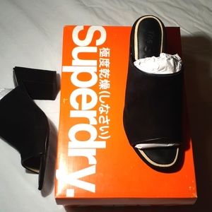 NIB genuine suede peeptoe heeled mules